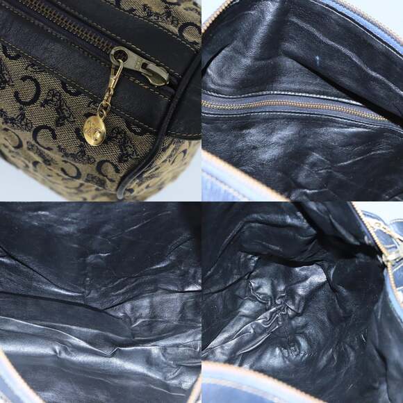 CELINE C Sulky Boston Bag Canvas Leather Navy Gold - Picture 11 of 12